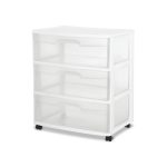 Sterilite Wide 3 Drawer White Cart